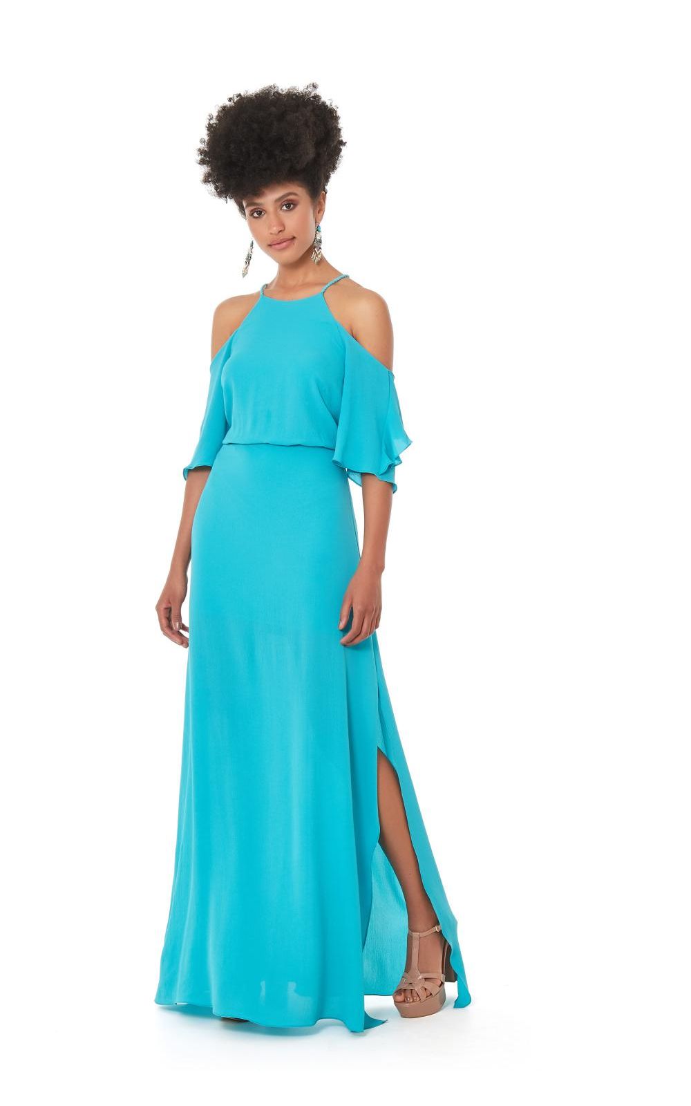 vestido com babado na manga