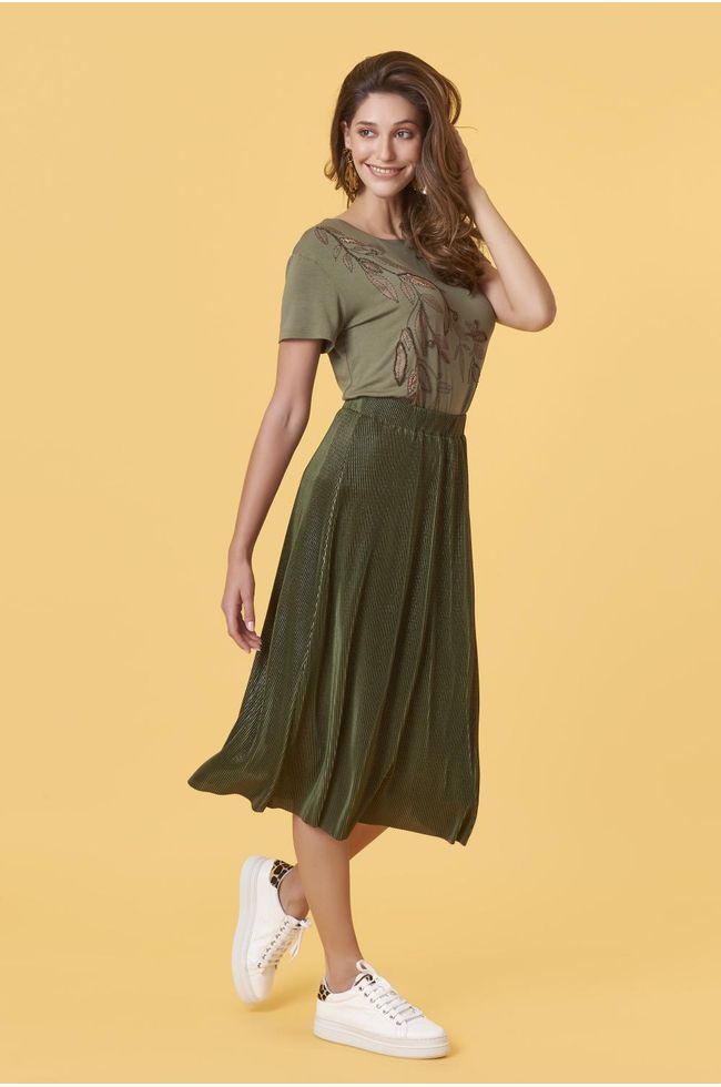 saia verde musgo midi